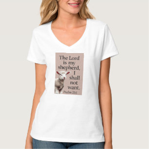 T-shirt col V pour femmes agneau chrétien Psaume 2