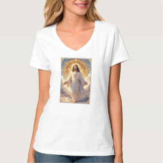 T-shirt col V pour femmes Jessus Ascends Christian