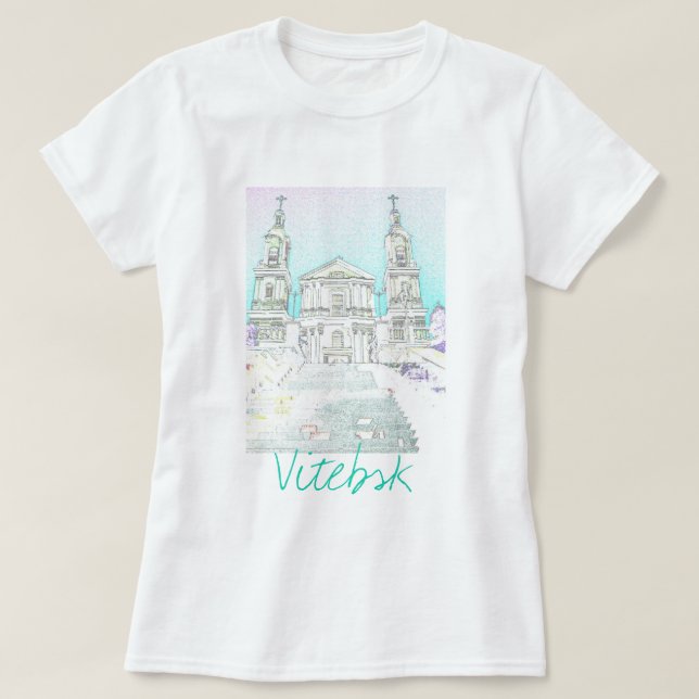T-shirt col Vitébsk Biélorussie Architecture d'égl (Design devant)