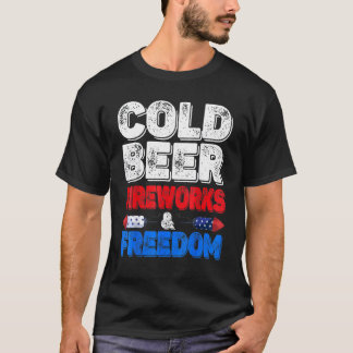 T-shirt Cold Beer Fireworks & Freedom 4 juillet Merica U