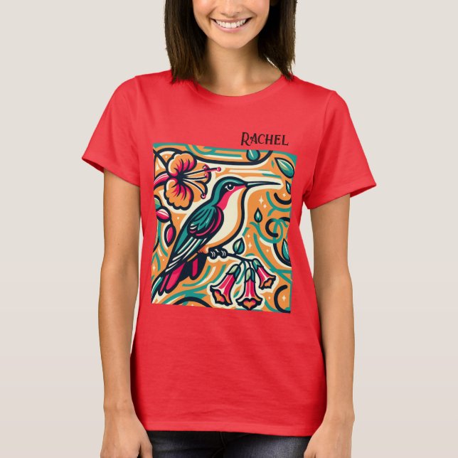 T-shirt Colibri Art Déco pour femmes  (Devant)