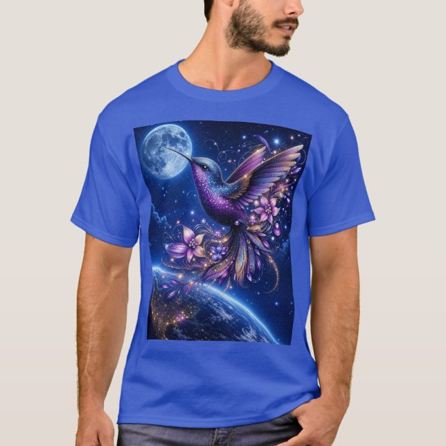 T-shirt Colibri Céleste du Royaume du Clair de Lune (Where dreams take flight beneath the moon's silver gaze.)