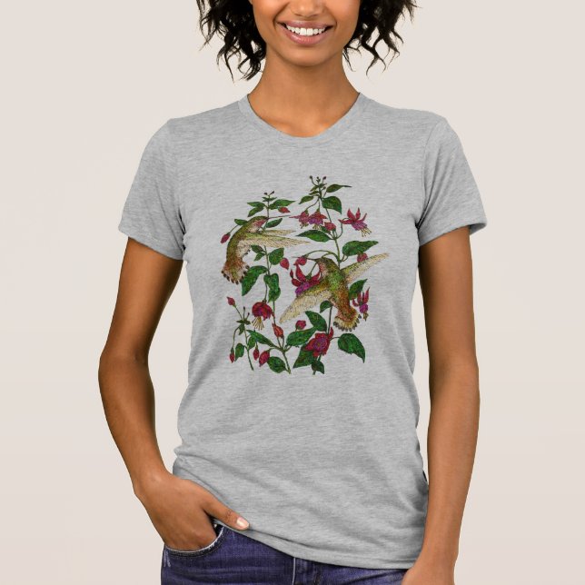 T-shirt Colibri d'Allan et Fuschia (Devant)