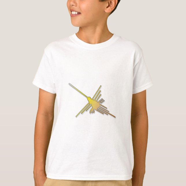 T-shirt Colibri des lignes de Nazca dorées (Devant)