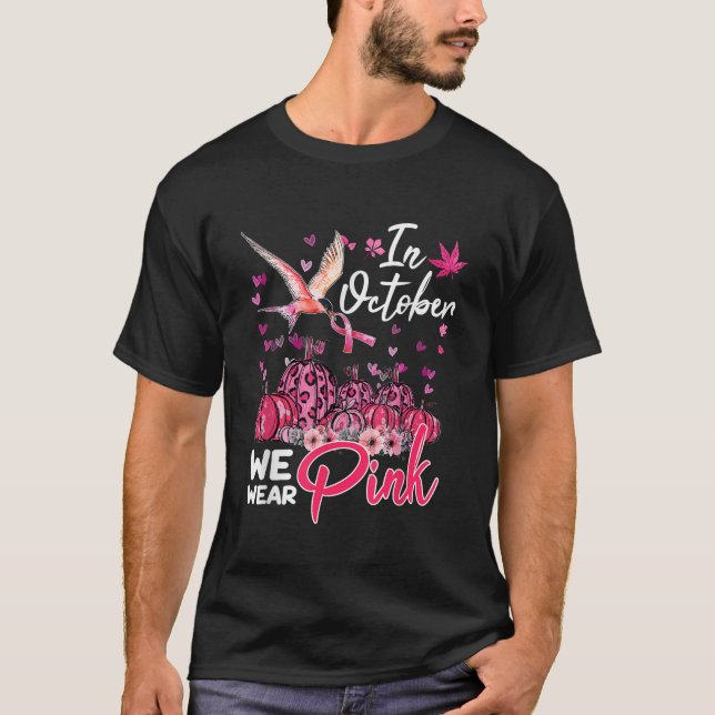 T-shirt Colibri En Octobre Nous Portons Le Cancer Du Sein  (Devant)