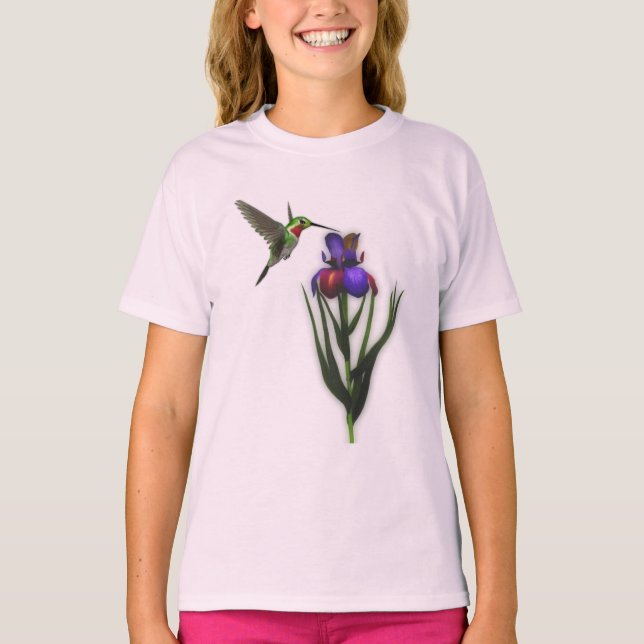 T-shirt Colibri Et Fleur Iris (Devant)
