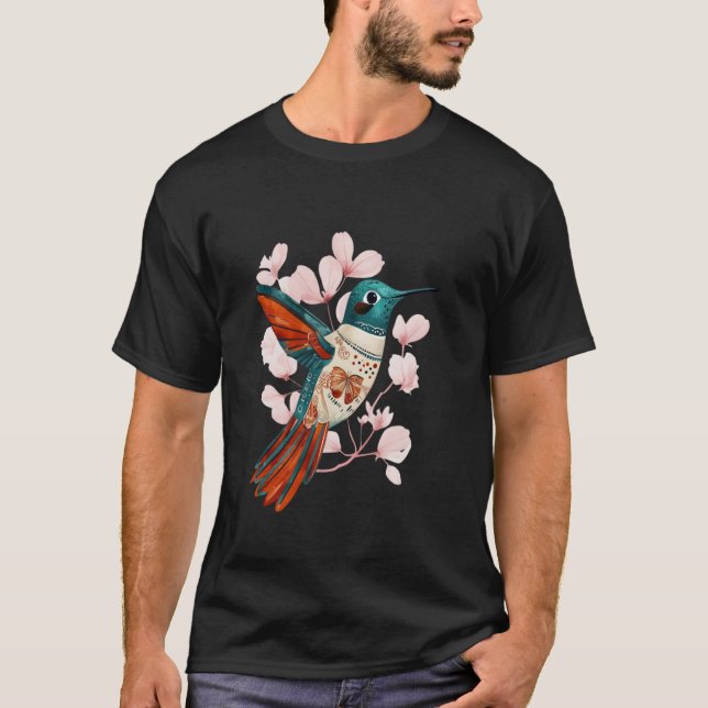 T-shirt Colibri Fleur de Cerisier Oiseau (Devant)