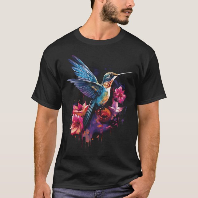 T-shirt Colibri Oiseau Floral (Devant)