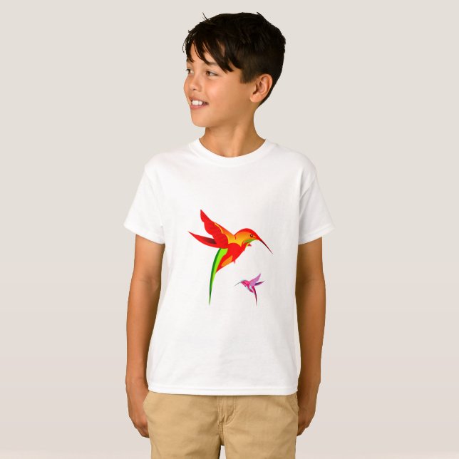 T-shirt Colibri Orange Jaune Et Vert (Devant entier)