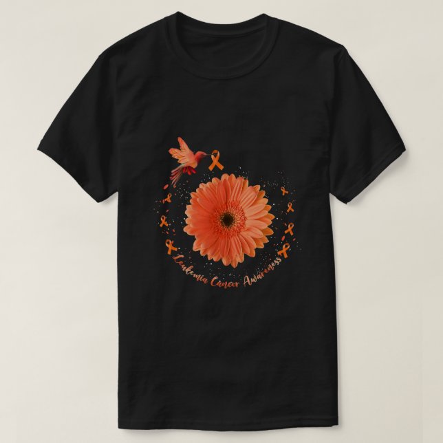 T-shirt Colibri Orange Tournesol Leucémie Cancer Aware (Design devant)