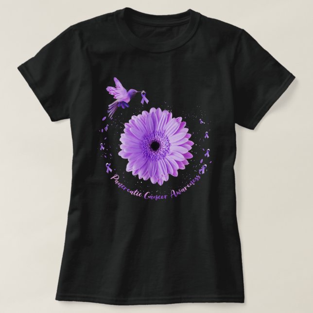T-shirt Colibri Purple Tournesol Pancréatique Cancer Awa (Design devant)