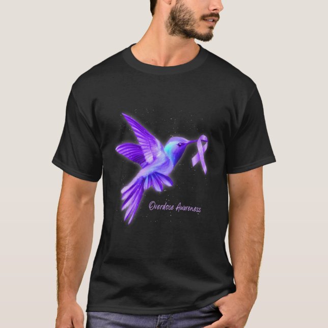 T-shirt Colibri tenant un surdosage du ruban pourpre (Devant)