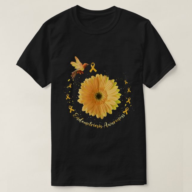 T-shirt Colibri Tournesol jaune Ruban Endometriose (Design devant)