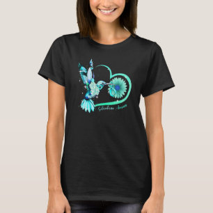 T-shirt Colibri tournesol Turquoise ruban Scleroderma Awar