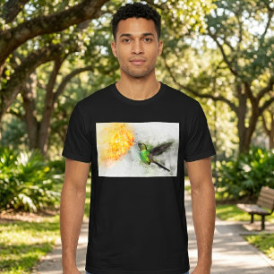 T-shirt Colibri vibrant et aquarelle florale jaune