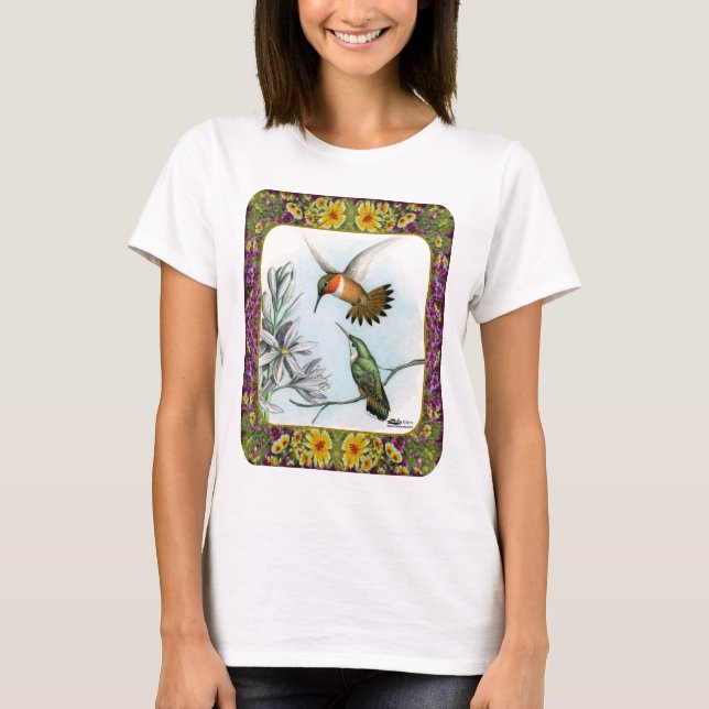 T-shirt Colibris et Fleurs #2 (Devant)