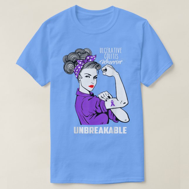 T-shirt Colite ulcérative Warrior Unbreakable Awareness G (Design devant)