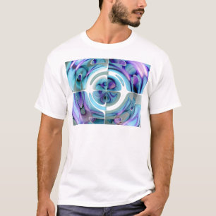 T-shirt Collage abstrait turquoise et violet