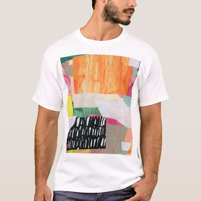T-shirt Collage art, moderne coloré abstrait. (Devant)