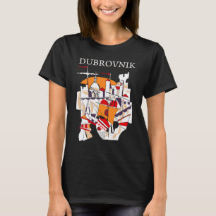T-shirt Collage artistique abstrait de Dubrovnik, noir, vo