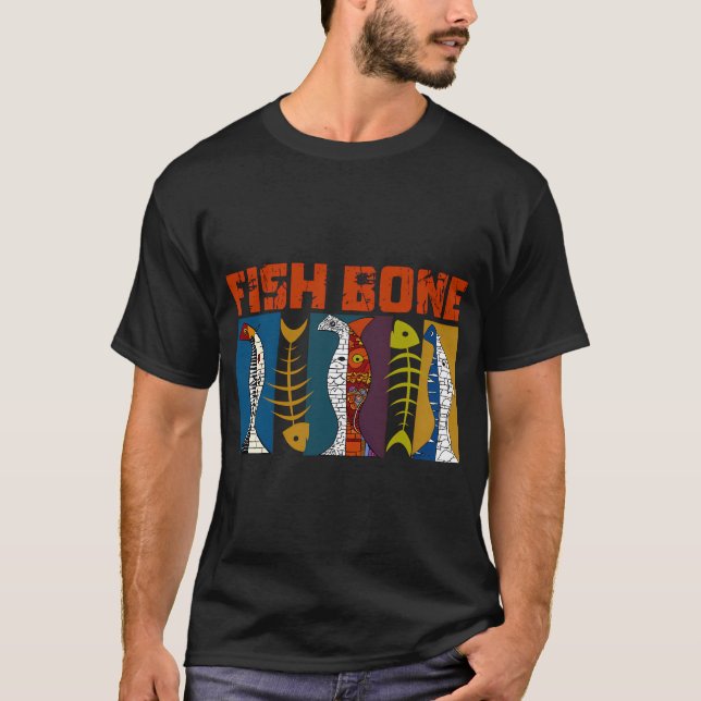 T-shirt Collage artistique d'arête de poisson (Devant)