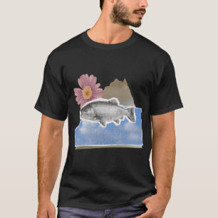 T-shirt Collage botanique de poisson dans un journal