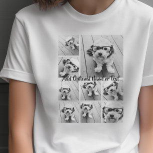 T-shirt Collage carré de 9 photos noires - avec écriture b