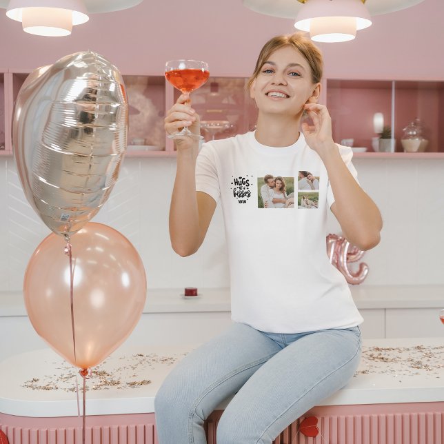 T-shirt Collage Couple Photo & Hugs Et Baisers Phrase Love (Créateur téléchargé)