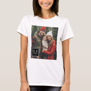 T-shirt Collage de 1 photo en noir et blanc avec monogramm
