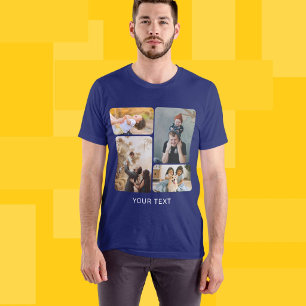 T-shirt Collage de 4 photos personnalisé et texte