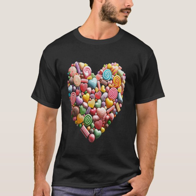T-shirt Collage de bonbons de la Saint-Valentin Longue man (Devant)
