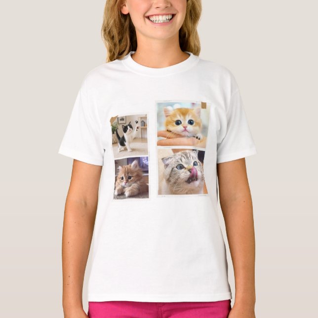 T-shirt Collage de chats curieux (Devant)