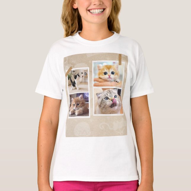 T-shirt Collage de chats curieux (Devant)