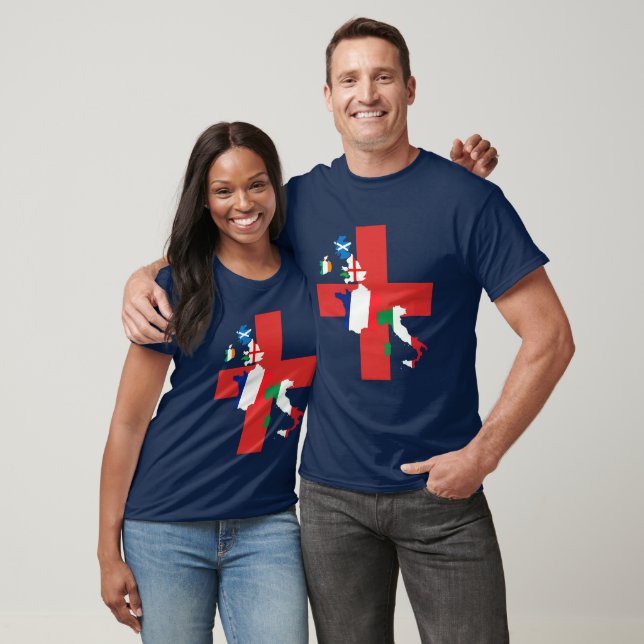 T-shirt Collage de drapeaux européens Rugby Angleterre (Unisexe)