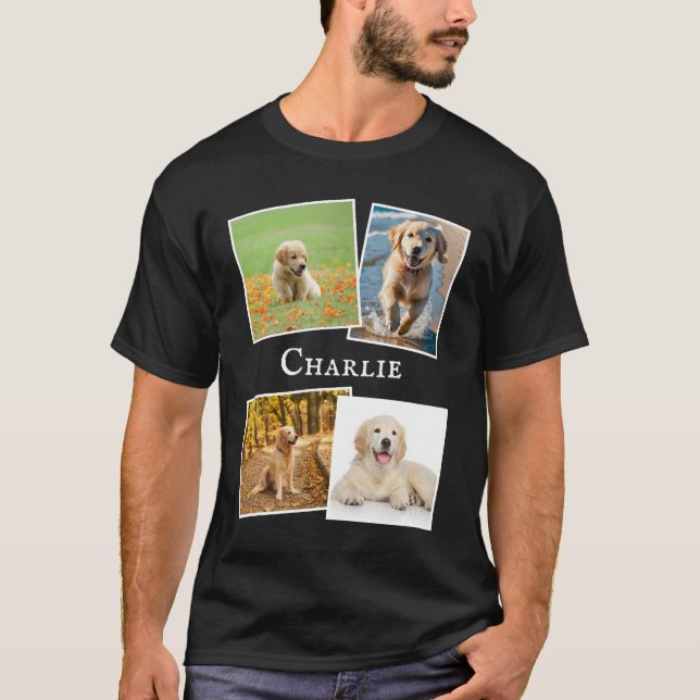 T-shirt Collage de familiers photo multi-Amoureux des chie (Devant)