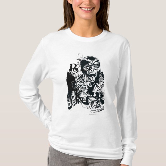 T-shirt Collage de la main noire et du crâne (Devant)