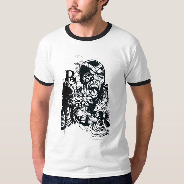 T-shirt Collage de la main noire et du crâne (Devant)