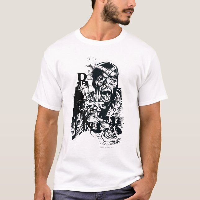 T-shirt Collage de la main noire et du crâne (Devant)