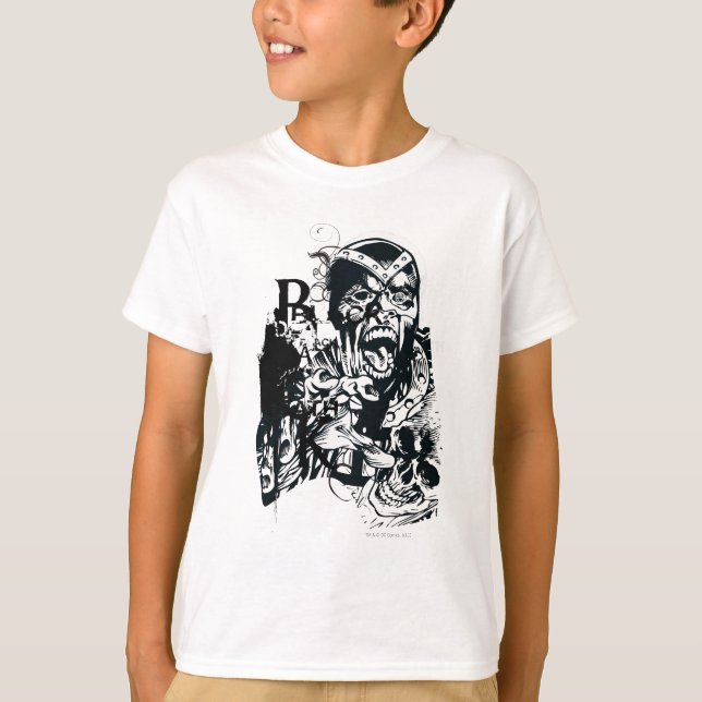 T-shirt Collage de la main noire et du crâne (Devant)