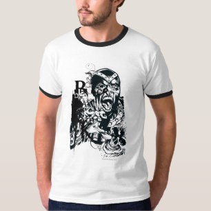 T-shirt Collage de main noire et de crâne