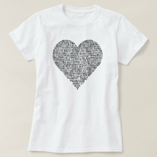 T-shirt Collage de mots en forme de coeur