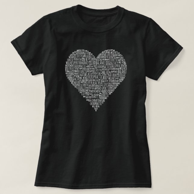 T-shirt Collage de mots en forme de coeur (Design devant)