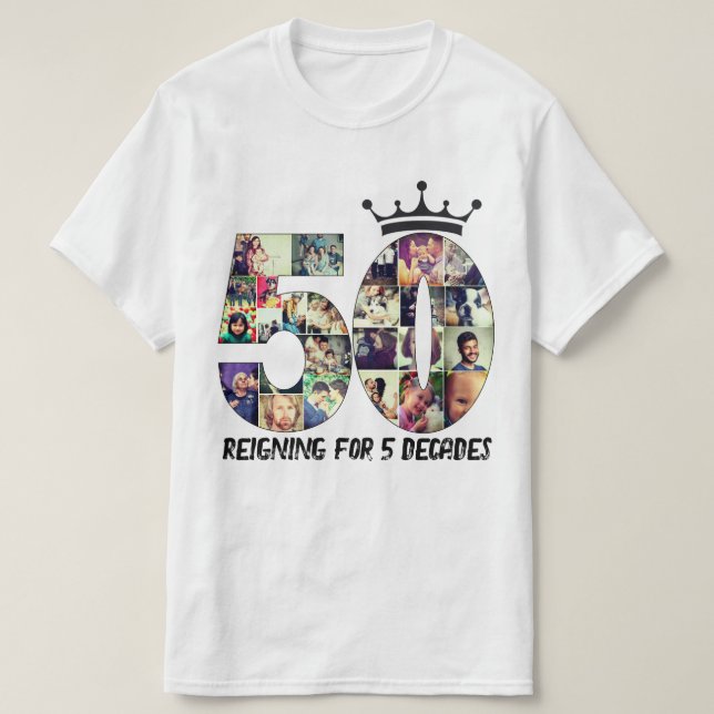 T-shirt Collage de numéro de photo personnalisé 50 couronn (Design devant)
