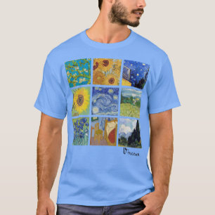 T-shirt Collage de peinture Van Gogh avec tournesols et ét