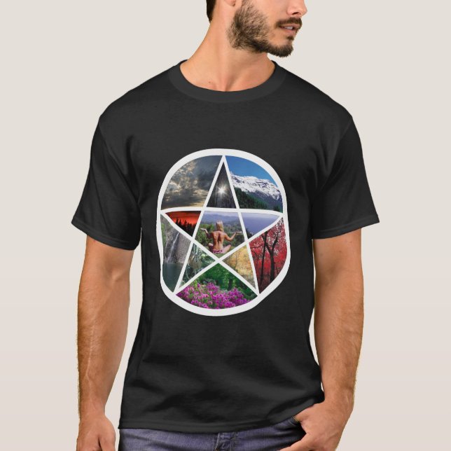 T-shirt Collage de pentagramme blanc (Devant)