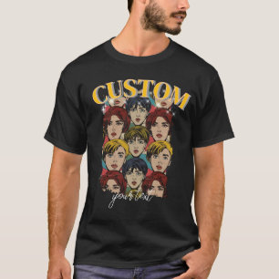 T-shirt Collage de personnages rétro vintage avec texte pe