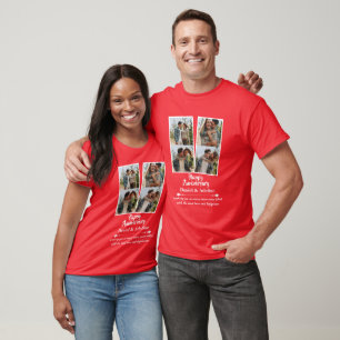 T-shirt Collage de photos de couple pour l'anniversaire de