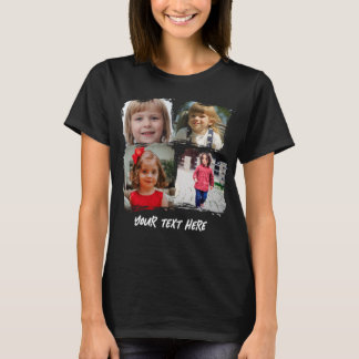 T-shirt Collage de photos de famille personnalisé avec tex