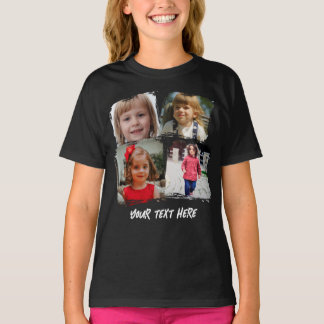 T-shirt Collage de photos de famille personnalisé avec tex