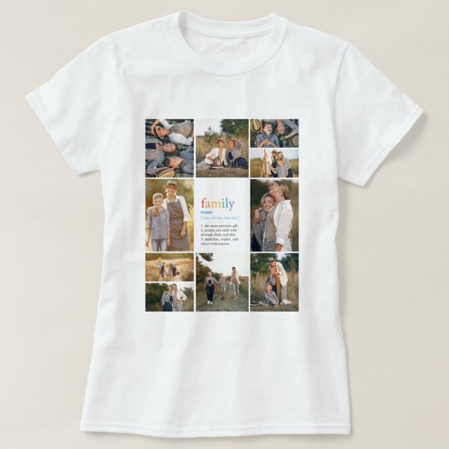 T-shirt Collage de photos de la définition de la famille a (Design devant)